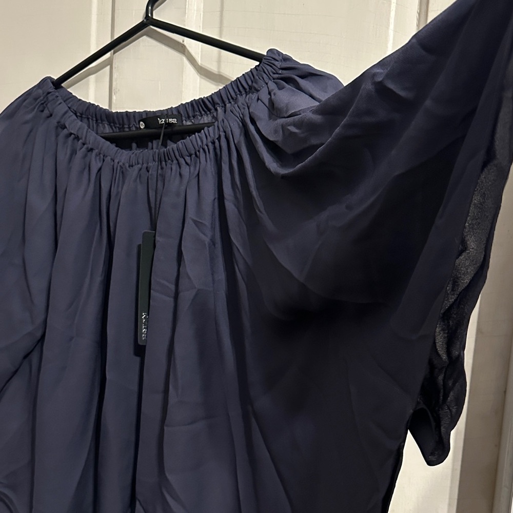 NWT Revolve Krisa Off-Shoulder Blue Purple Flowy Romantic Blouse XS - Picture 4 of 4